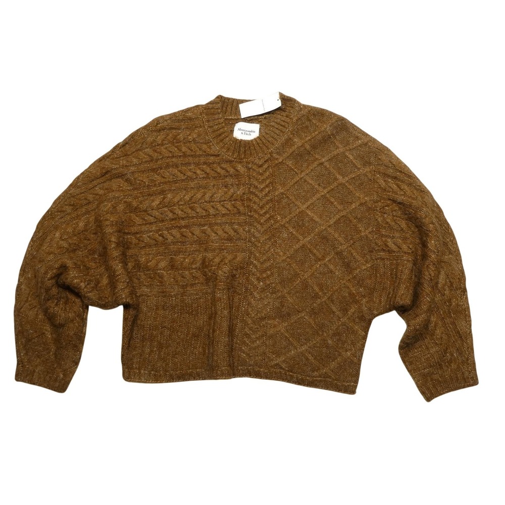 Abercrombie & Fitch Sweater Womens S/M Brownโ Acrylic Nylon Cable Knit Pullover